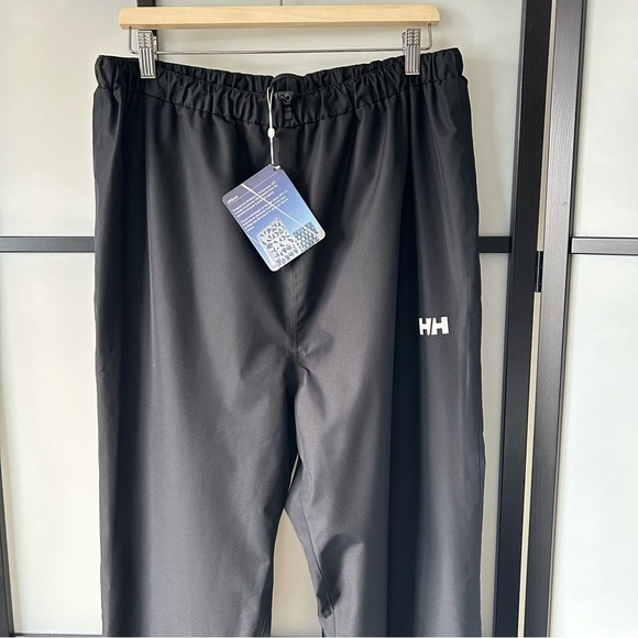 [XL] Helly Hansen Black Outdoor Windbreak Pants Unisex Stretch Waist - Picture 4 of 11
